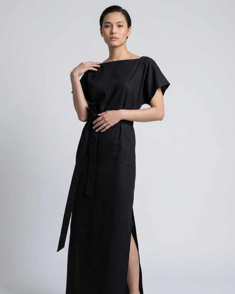 long evening gown in black