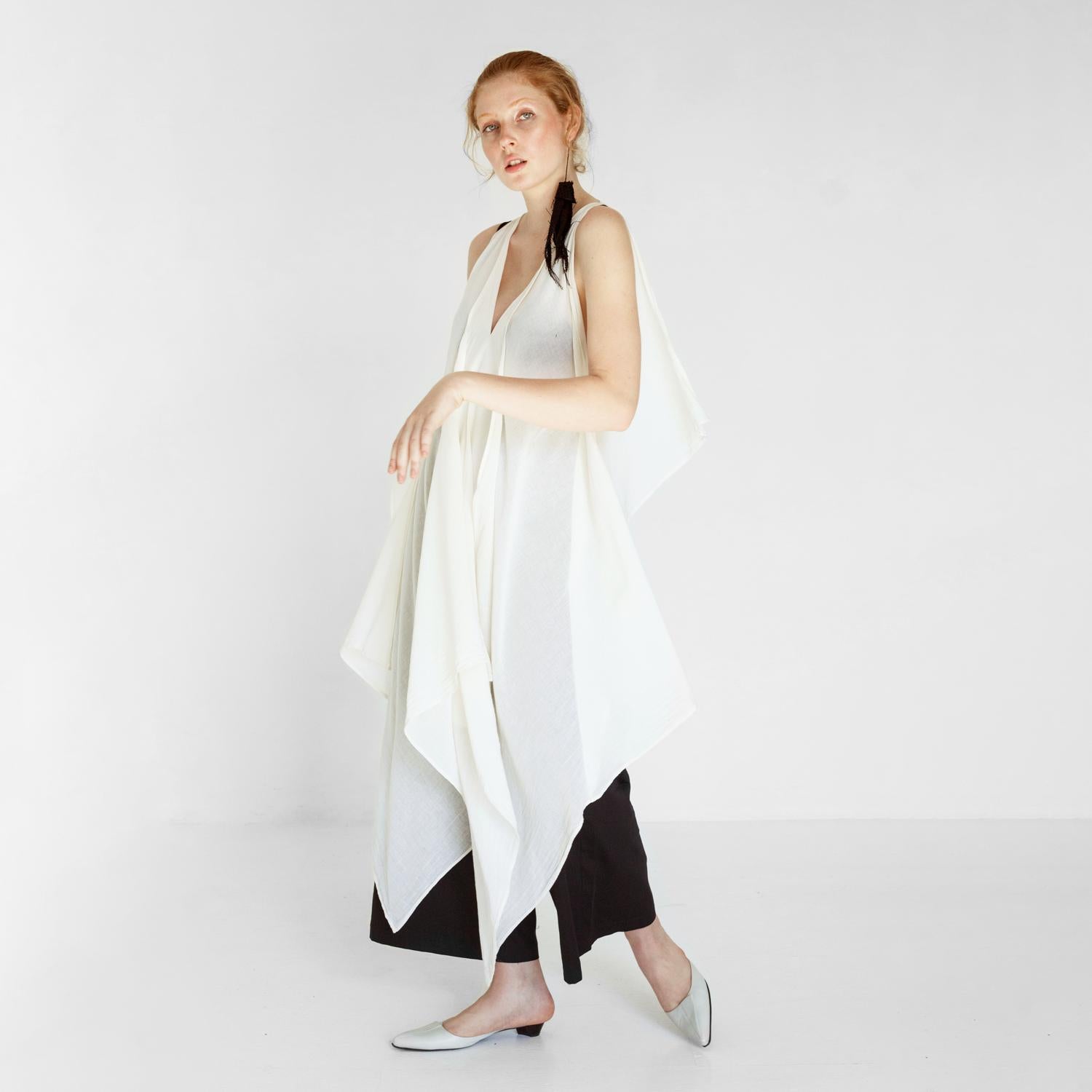 transparent beach dress made of organic cotton by Natascha von Hirschhausen fashion design made in Berlin
