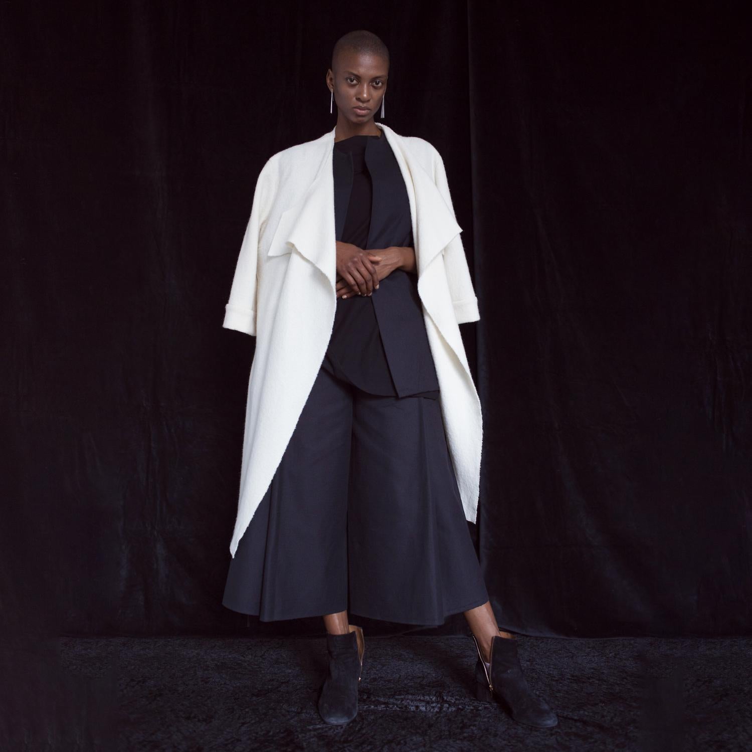 elegant oversized coat made of organic wool by Natascha von Hirschhausen fashion design made in Berlin