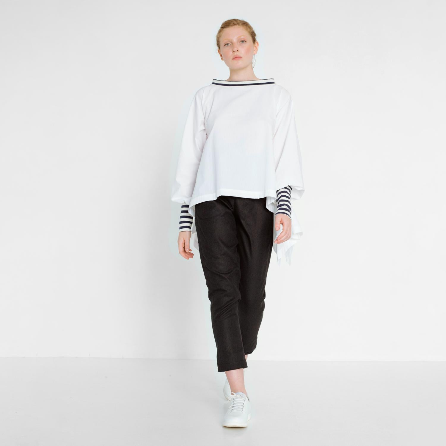maritim blouse made of white shirting fabric by Natascha von Hirschhausen fashion design made in Berlin