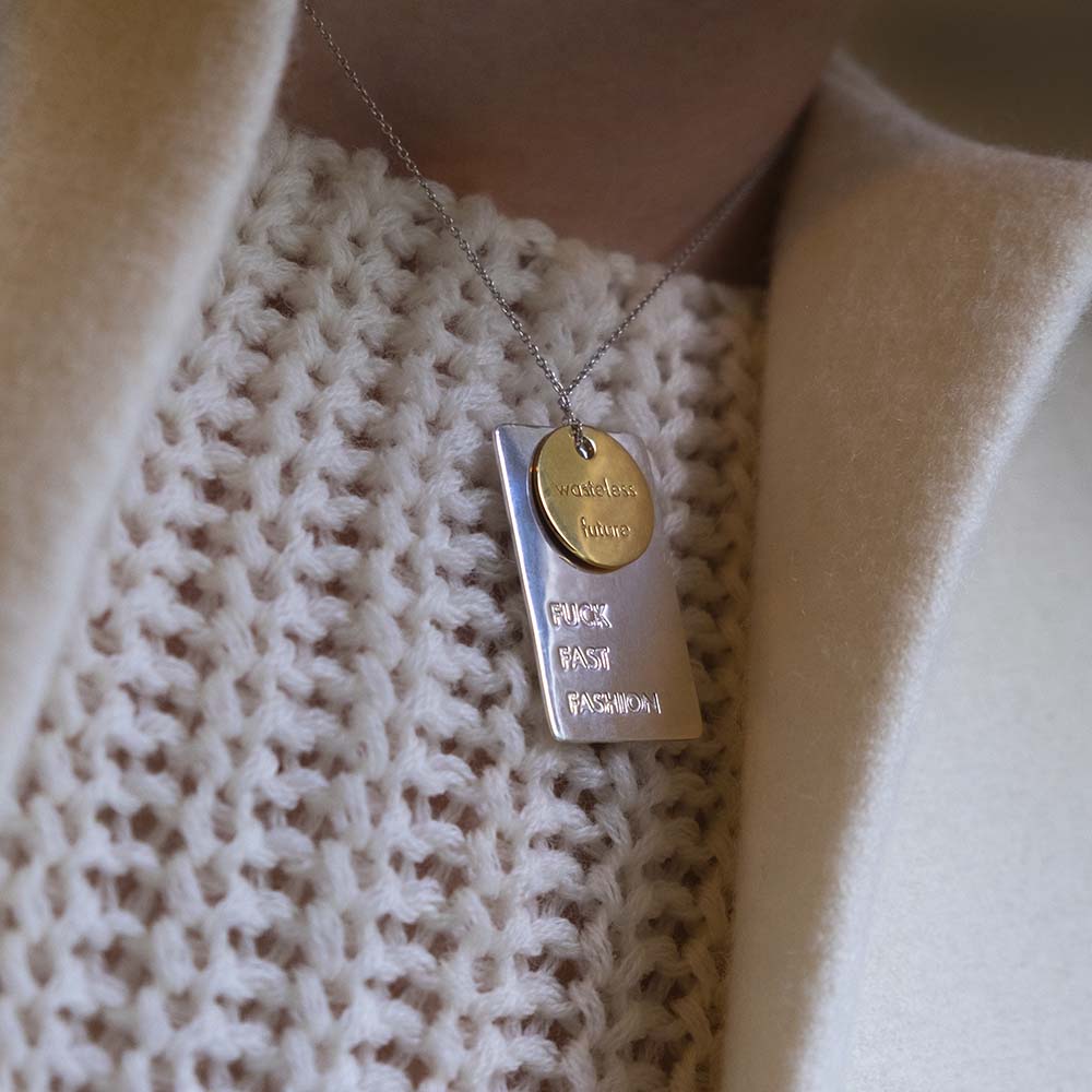 FuckFastFashion pendant with chain