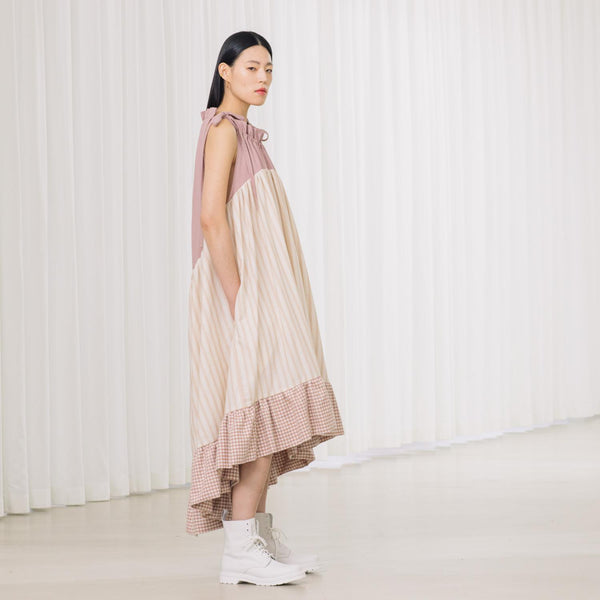 unique dress with pockets and material mix