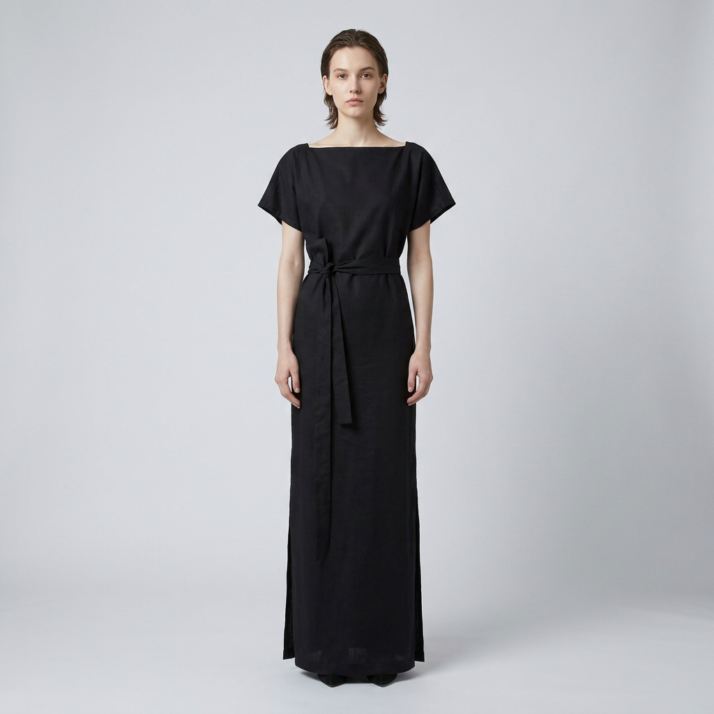 langes schwarzes Abendkleid