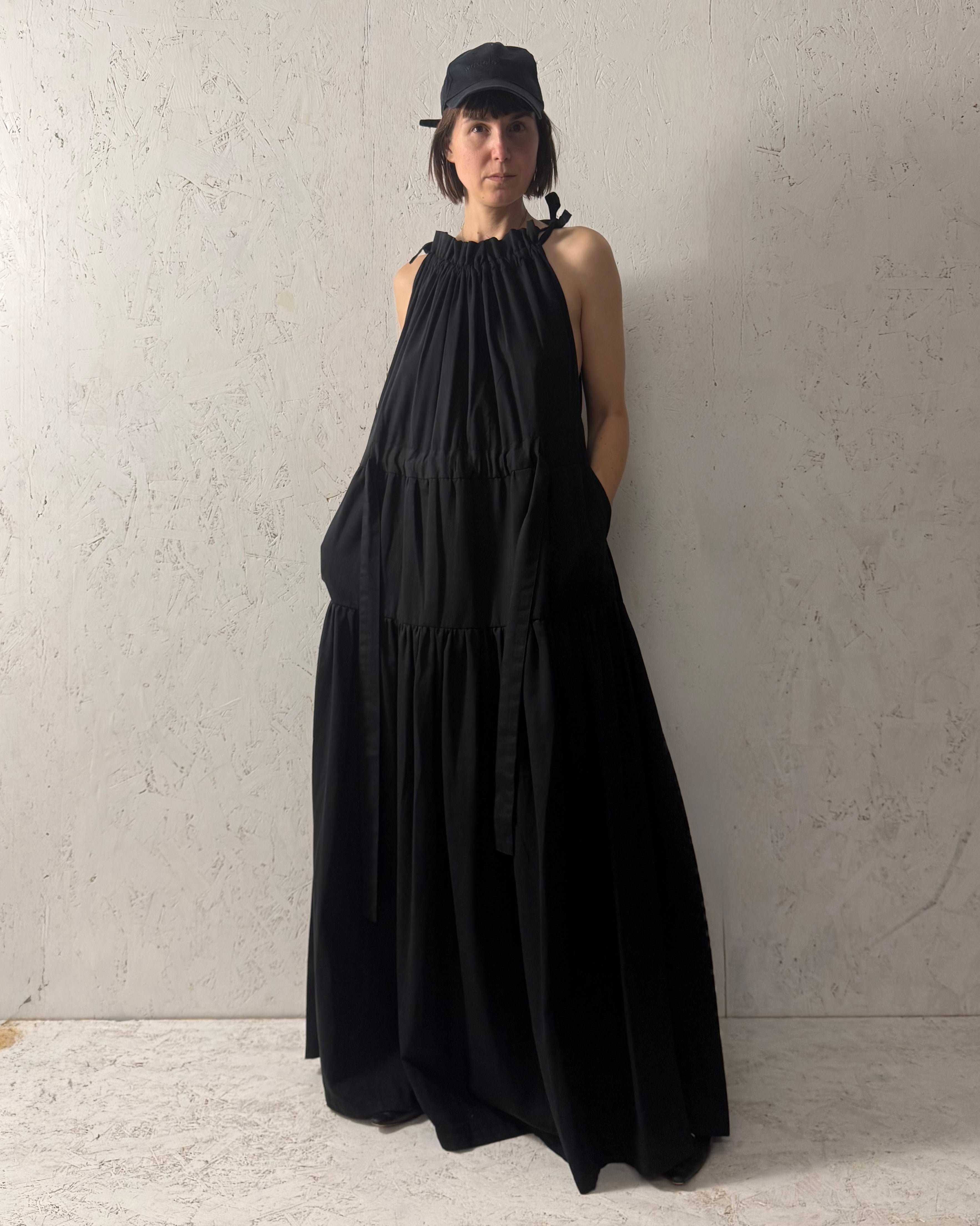 striped dress with kangaroo-pocket