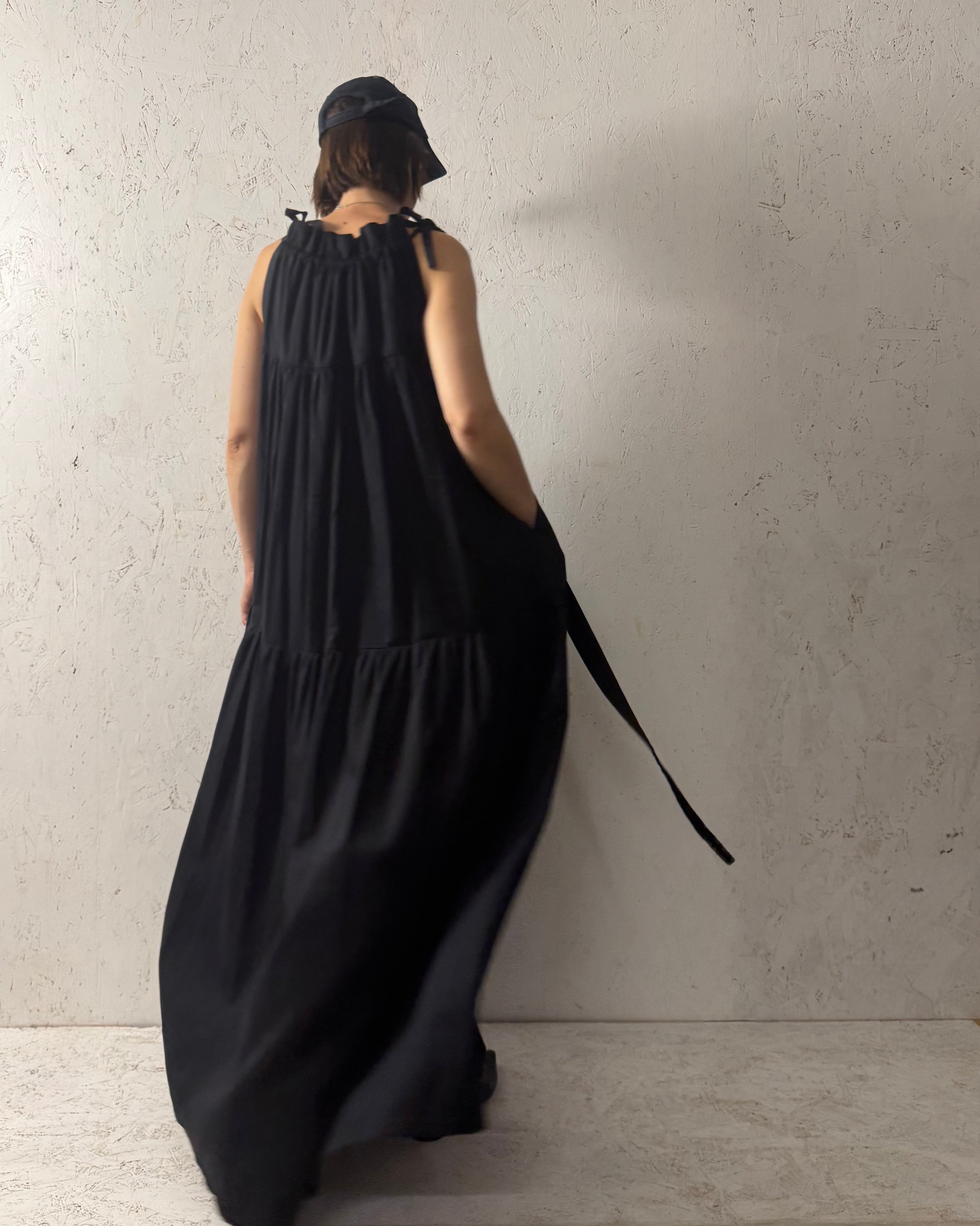 striped dress with kangaroo-pocket