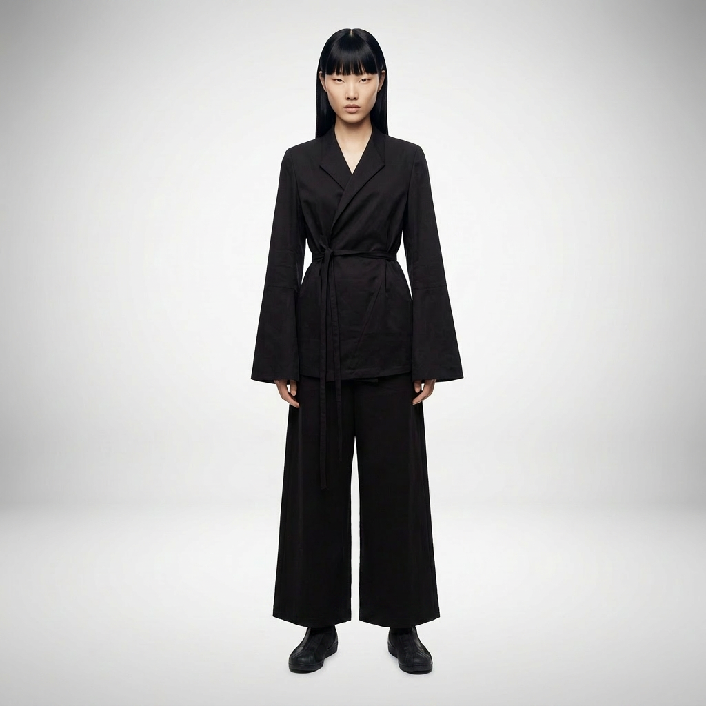 black pants suit with long sleeves