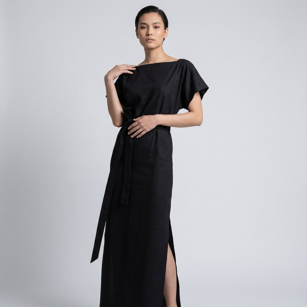 langes schwarzes Abendkleid