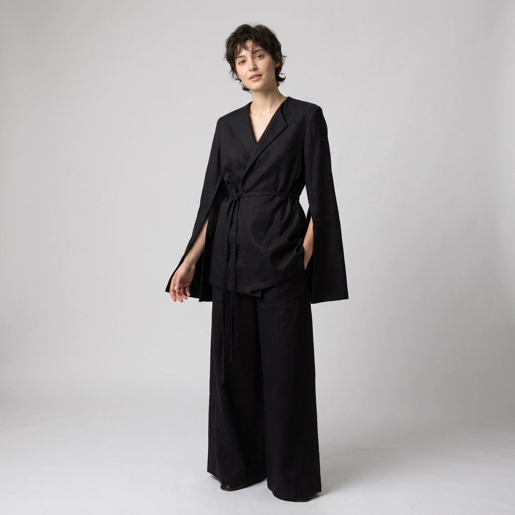 black pants suit with long sleeves