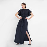 long evening gown in black by Natascha von Hirschhausen fashion design made in Berlin