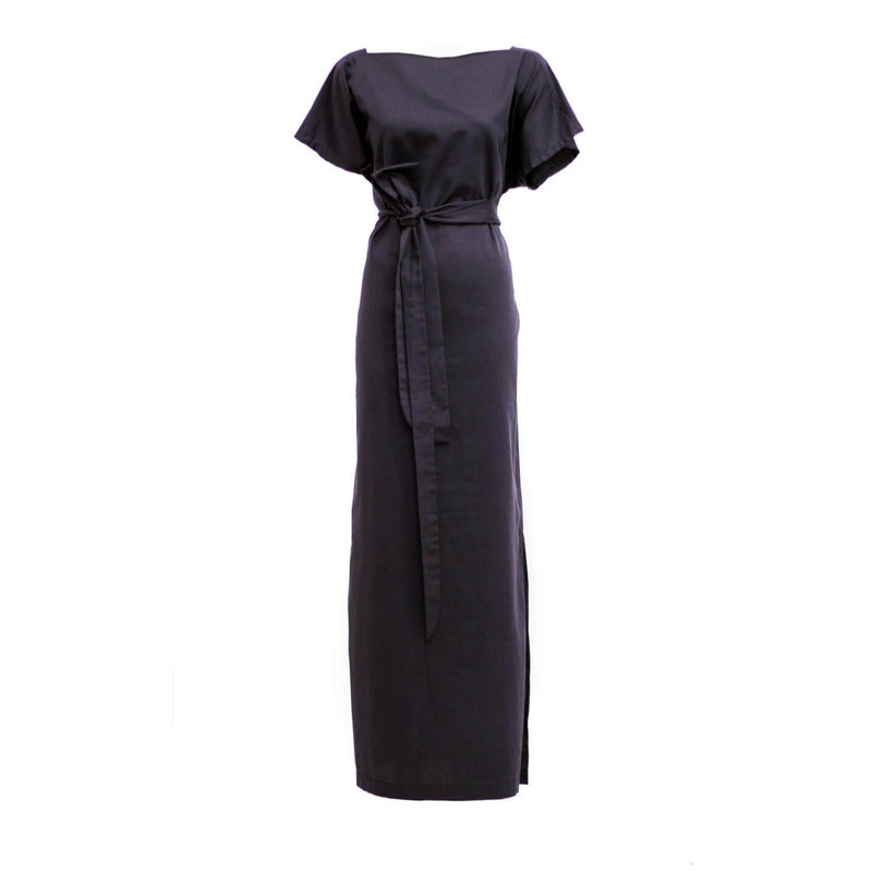 long evening gown in black by Natascha von Hirschhausen fashion design made in Berlin