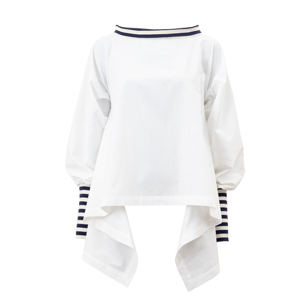 maritim blouse made of white shirting fabric by Natascha von Hirschhausen fashion design made in Berlin