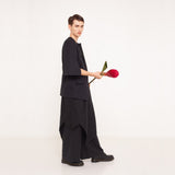 2 asymmetric woven dress with material mix  2023-01-03-WasteLessFashion by Natascha von Hirschhausen WasteLessFuture.jpg