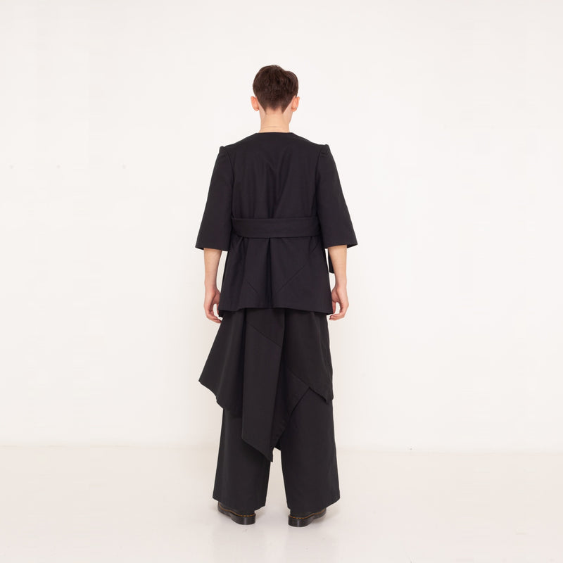 5 asymmetric woven dress with material mix  2023-01-03-WasteLessFashion by Natascha von Hirschhausen WasteLessFuture.jpg