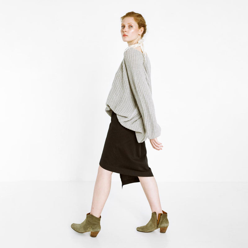 asymmetric skirt in black by Natascha von Hirschhausen fashion design made in Berlin