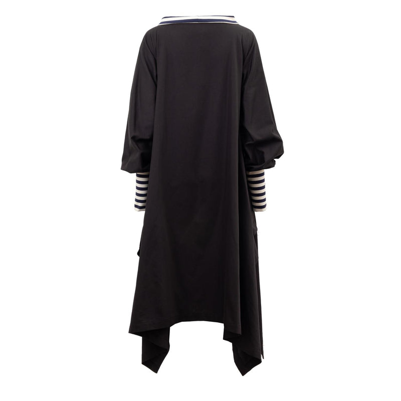 draped satin dress with stripe detail by Natascha von Hirschhausen fashion design made in Berlin