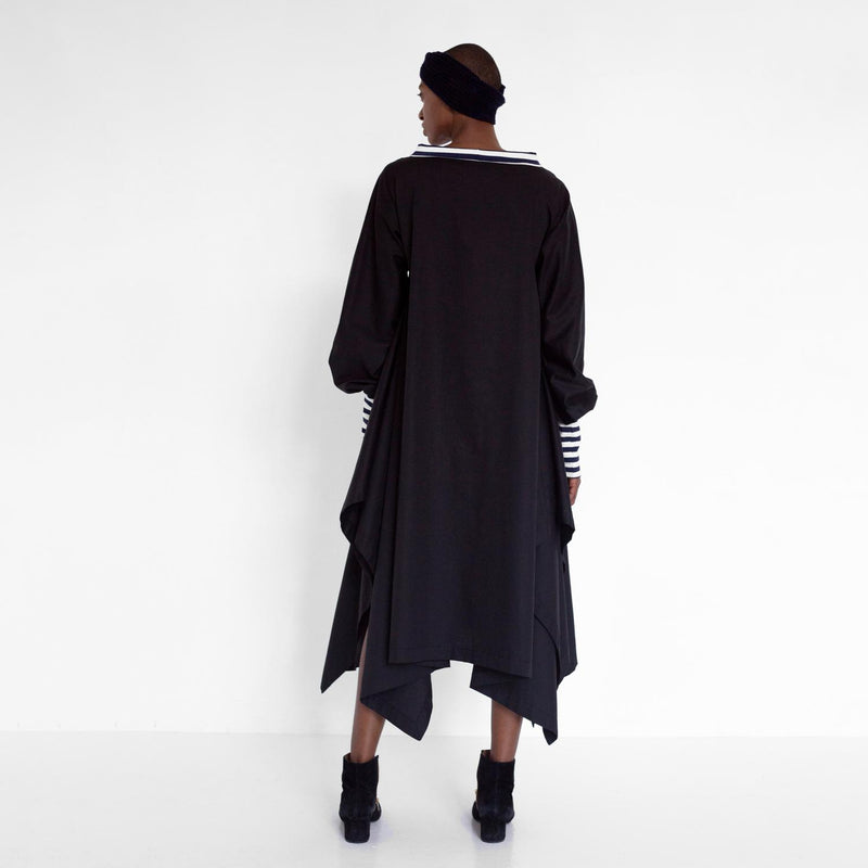 draped satin dress with stripe detail by Natascha von Hirschhausen fashion design made in Berlin