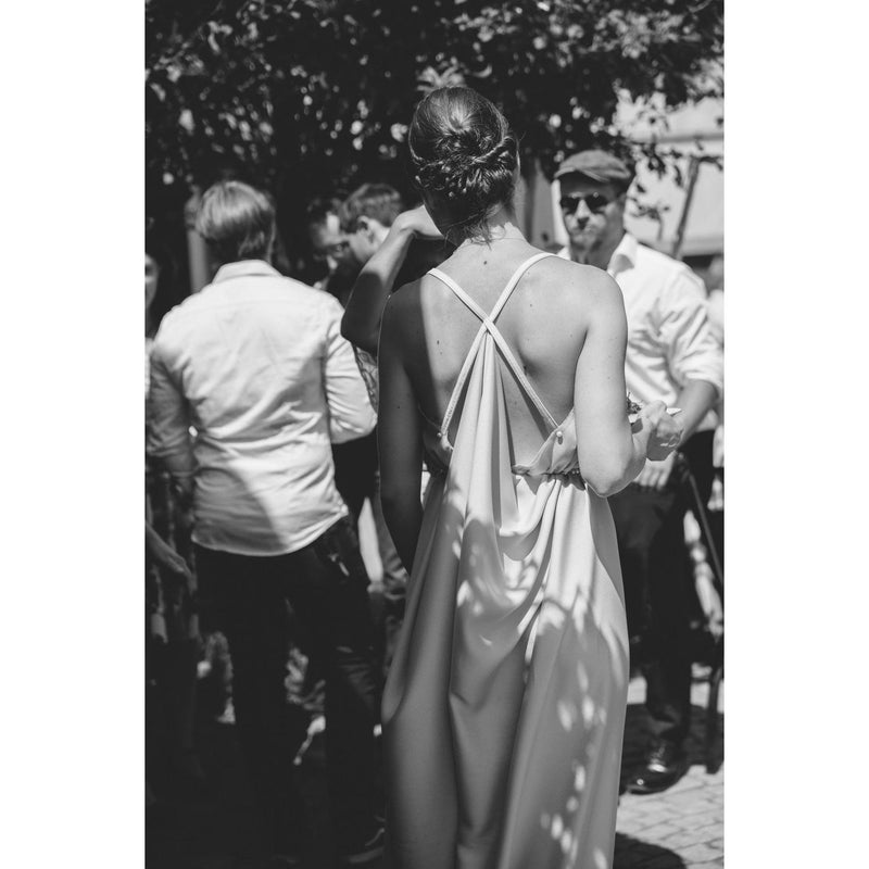 draped silk bridal dress by Natascha von Hirschhausen fashion design made in Berlin