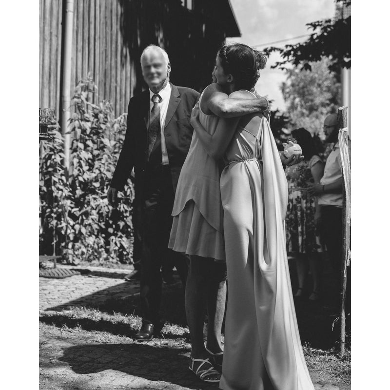 draped silk bridal dress by Natascha von Hirschhausen fashion design made in Berlin
