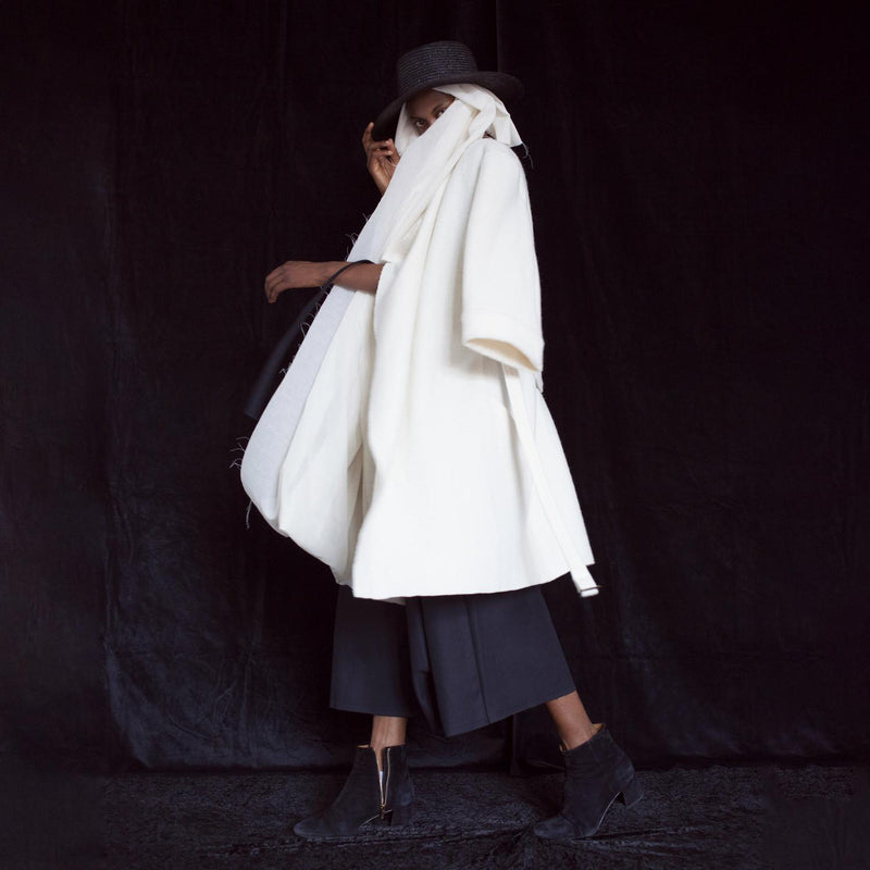 elegant oversized coat made of organic wool by Natascha von Hirschhausen fashion design made in Berlin