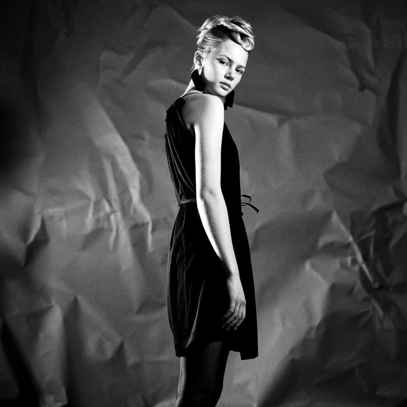 flowing summer dress with ruffles by Natascha von Hirschhausen fashion design made in Berlin