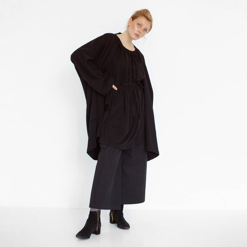flowing summer dress with ruffles by Natascha von Hirschhausen fashion design made in Berlin