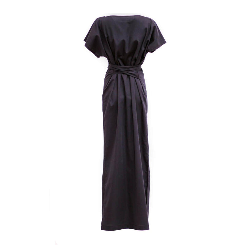 long evening gown in black by Natascha von Hirschhausen fashion design made in Berlin