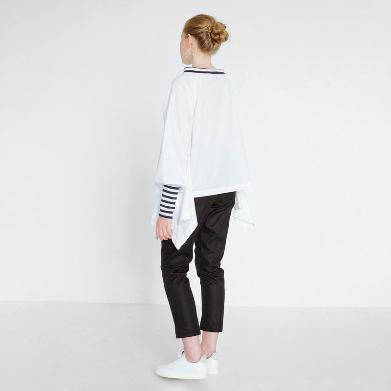 maritim blouse made of white shirting fabric by Natascha von Hirschhausen fashion design made in Berlin