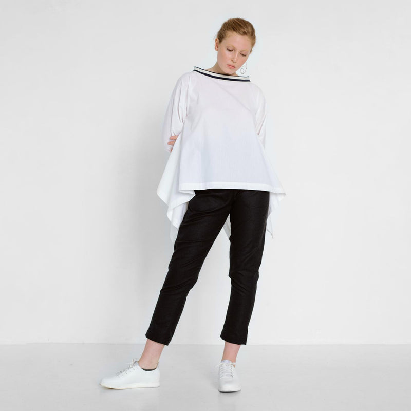 maritim blouse made of white shirting fabric by Natascha von Hirschhausen fashion design made in Berlin