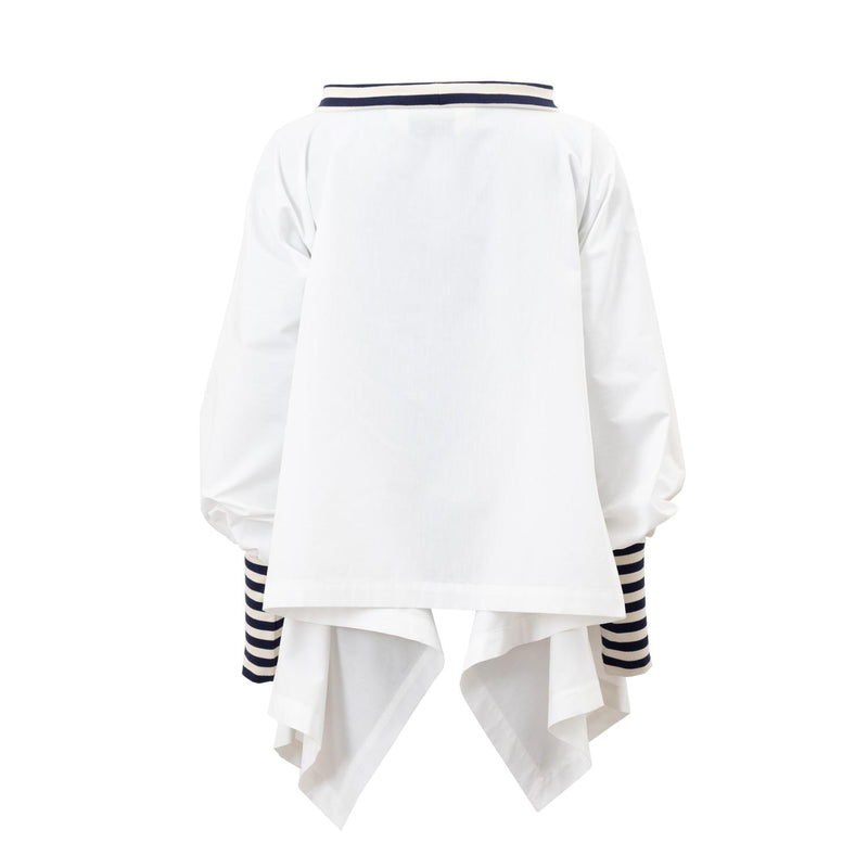 maritim blouse made of white shirting fabric by Natascha von Hirschhausen fashion design made in Berlin