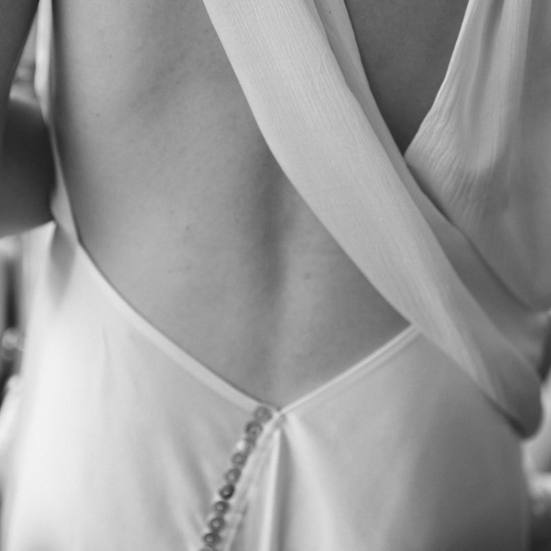 modern bridal dress made of Peace Silk by Natascha von Hirschhausen fashion design made in Berlin