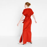 striped evening gown with stripes by Natascha von Hirschhausen fashion design made in Berlin